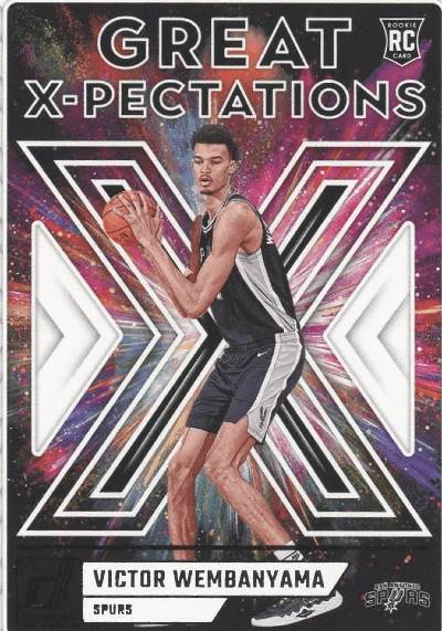 2023-24-Panini-Donruss-Great-X-Pectations-nu-10-Rookie.webp Victor Wembanyama Trading Card: 2023-24 Panini Great X-Pectations #10 RC