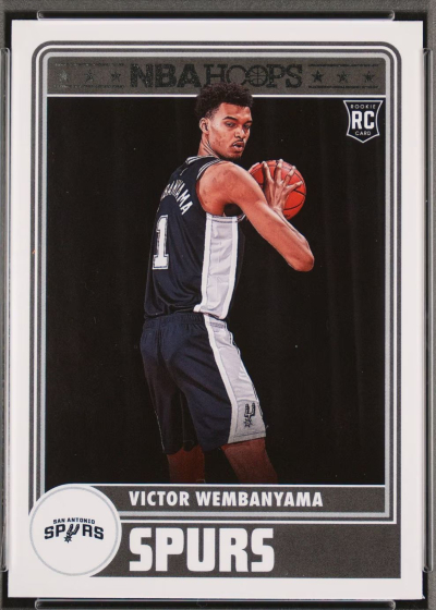 Grade-cut-Victor-Wembanyama-2023-NBA-Hoops-San-Antonio-Spurs-Basketball-Rookie-Card-298-Graded-PSA-9