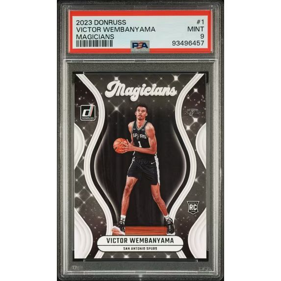 Graded-2023-Panini-Donruss-Magicians-Victor-Wembanyama-1-RC-PSA-9-Basketball-Card-57-wallmrt.webp Victor Wembanyama Trading Card NBA 2023 Panini Donruss Magicians Victor Wembanyama 1 RC