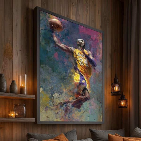 Kobe Bryant Wall Art Print Canvas: 'Skyward'