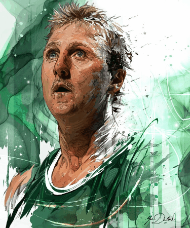 Larry Bird Wall Display: Stretch Canvas 30x20 - NBA Boston Celtics