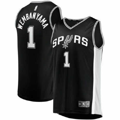 Victor Wembanyama Rep. Jersey Black #1 Spurs