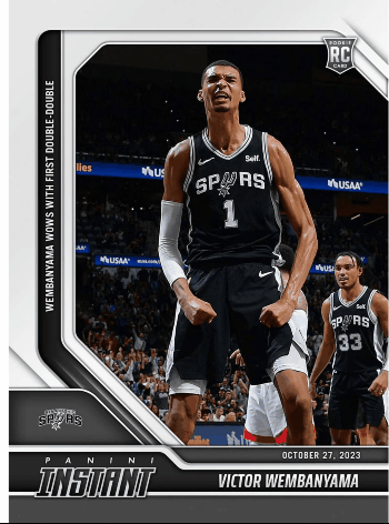 NBA-2023-24-Instant-Basketball-Victor-Wembanyama-19-Rookie-Wows-With-First-Double-Double.webp Victor Wembanyama Trading Card: 2023-24 Instant Basketball Victor Wembanyama #19