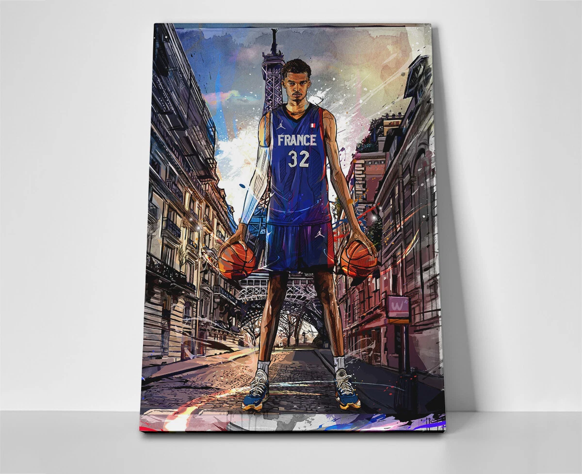 Victor-Wembanyama-Poster-or-Canvas.webp Victor Wembanyama Matted Wall Art: 'Taking The Streets of Paris'