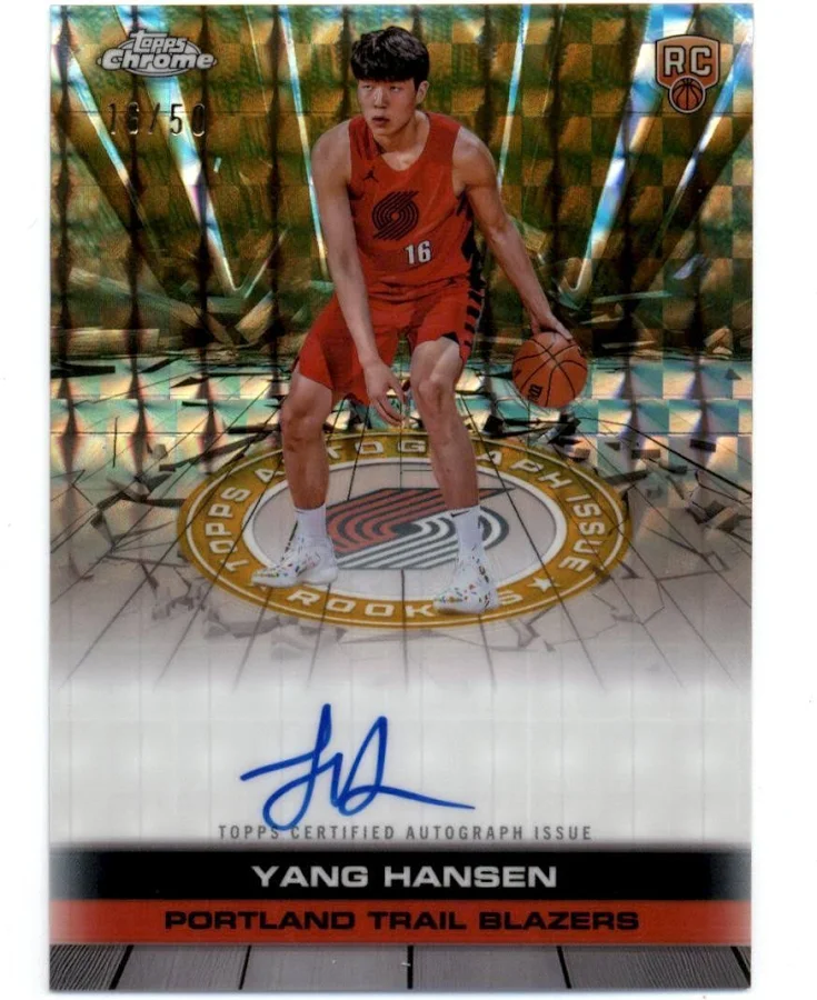 Yang Hansen Trading Card: 2025-26 Topps Chrome Gold Rookie Autograph