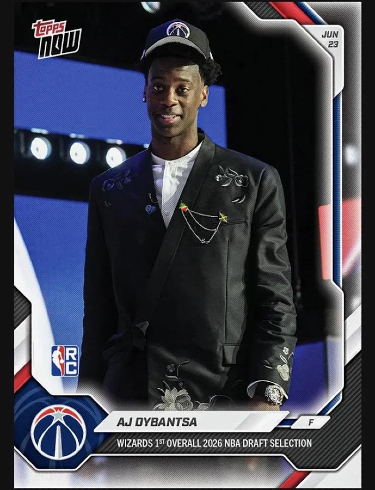 AJ-Dybantsa-2025-26 Topps Now NBA Draft 1st Overall nu-AD-RC Rookie-M AJ-Dybantsa-2025-26-Topps-Now-NBA-Draft-1st-Overall-nu-AD-RC-Rookie