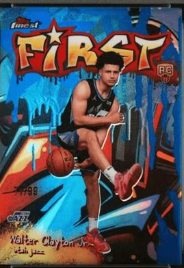Graded-2025-Topps-Finest-Walter-Clayton-Jr-nu-F18-First-Blue-Refractor-99-Rookie-RC-Basketball-Card-PSA-10-Gem-Mint
