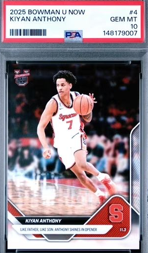 Kiyan Anthony Graded 2025 Topps Bowman U Now nu-4 RC Basketball Card