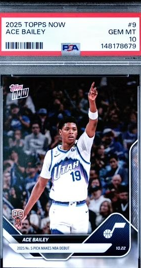 Ace Bailey Graded 2025 Topps Now #nu-9 Rookie RC Basketball Card