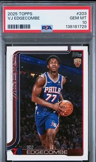 VJ Edgecombe Graded 2025 Topps RC NBA Basketball Card