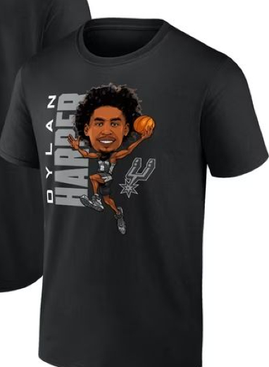 Men-s-Dylan-Harper-Black-San-Antonio-Spurs-Caricature-T-Shirt-