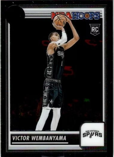 Victor-Wembanyama-2023-24 Hoops Panini Premium Stock nu-108-RC Rookie- San Antonio Spurs-wM Victor Wembanyama Trading Card 2023-24 Hoops Panini Premium Stock nu-108-RC Rookie San Antonio Spurs
