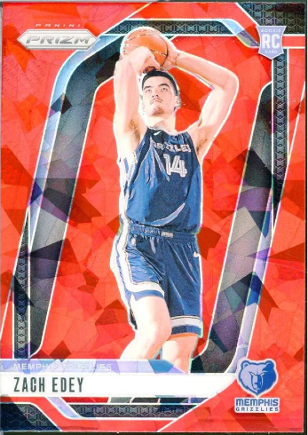 Zach Edey Rookie Card 2024-25 Panini Prizm Prizms Red Ice nu-249